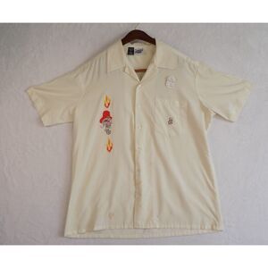 Vintage Kennington Hawaiian Button Shirt Cool Flame Skull And Dice Cotton Large